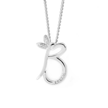 Say It With Winged Diamond Fancy Initial Necklace in Sterling Silver