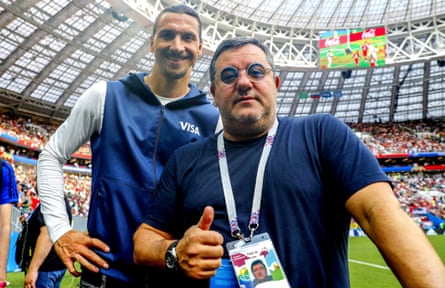 Mino Raiola with Zlatan Ibrahimovic at the 2018 World Cup