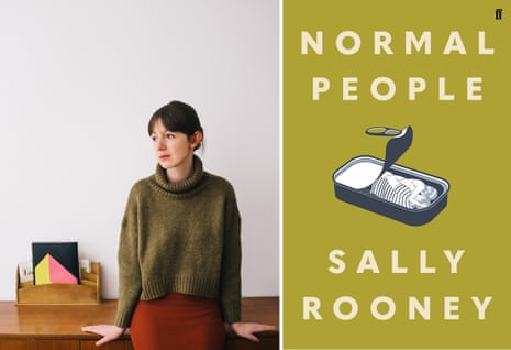 Sally Rooney with the cover of her novel Normal People
