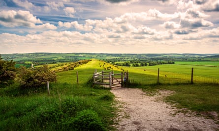 View over hills in sunshine