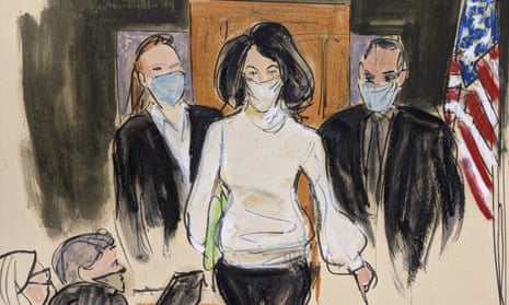 Ghislaine Maxwell in this courtroom sketch. Judge Alison Nathan ruled that Scotty David be questioned in court next month.