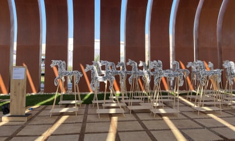 An art installation titled Arab Army inside the Cop27 Green Zone where art pieces inspired by the natural world and environmental issues like plastics pollution are on display.