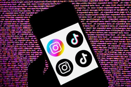 image of phone with instagram and tiktok logos
