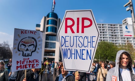 Demonstrators against rent increases in Berlin.