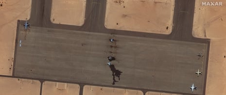 Damaged and destroyed MiGs at the Merowe airbase north of Khartoum on Monday.