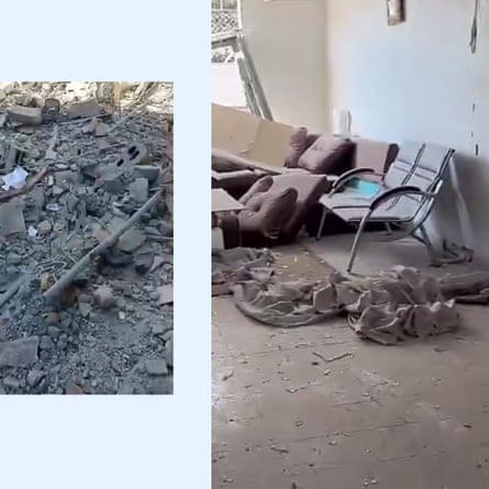 Video and sounds of steps on rubble