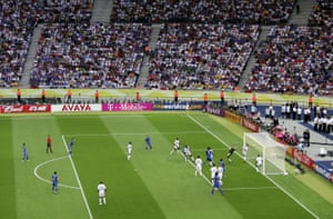 Marco Materazzi heads the ball past Fabien Barthez for the equaliser.