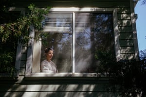 Lea Campbell, a physical therapist working in a Covid-19 unit at her hospital, at her home in Ocean Springs.
