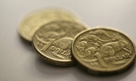 Australian one dollar coins are pictured in Melbourne on Oct. 30, 2009. 