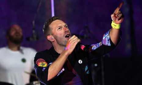 Chris Martin performing with Coldplay at Shepherd’s Bush Empire.