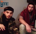 A still from a video released via Isis’s news channel, claiming to show the two attackers Adel Kermiche and Abdel Malik P.