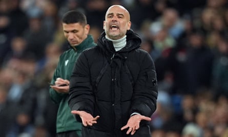 Pep Guardiola shares his frustration during Manchester City’s draw with Feyenoord.