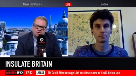 'You can't grow concrete': Awkward exchange between radio host and Insulate Britain activist – video