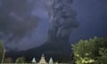 Mount Kanlaon volcano spews a large plume of ash during an eruption as seen from La Castellana town, Negros occidental province, central Philippines on June 3