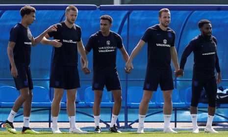 From left: Dele Alli, Eric Dier, Trent Alexander-Arnold, Harry Kane and Danny Rose are among up to nine England players set to be involved in the Champions League final.