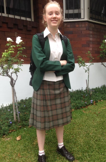 Georgia Robinson in her full high-school uniform