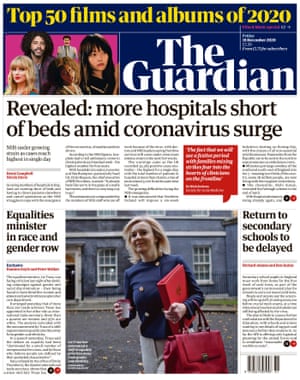Guardian front page, Friday 18 December 2020