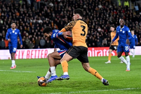 A mistake from Reece James gifts Hull a massive chance to take the lead.