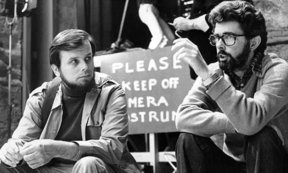 Gary Kurtz, left, with George Lucas in 1977. They parted company prior to the making of what was the third Star Wars film in the trilogy, Return of the Jedi, 1983. 