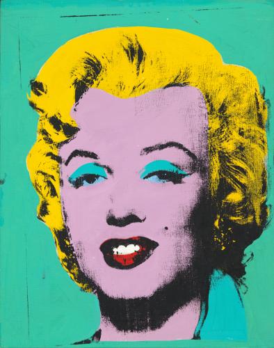 Green Marilyn, 1962 by Andy Warhol Within weeks of her death media outlets were quick to republish or debut some of the last photographs of her. These apparently carefree portraits – and Monroe’s self-editing of the images – became deeply poignant, something that artists including James Francis Gill, Pauline Boty and Richard Hamilton found impossible to ignore in their work. Andy Warhol’s cycle of ‘Marilyns’ are perhaps the most famous portraits of the star, powerfully evoking the disjuncture of her public persona and private tragedy