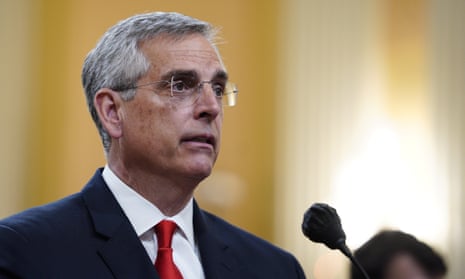 Georgia secretary of state Brad Raffensperger at a public hearing of the House select committee, 21 June 2022.