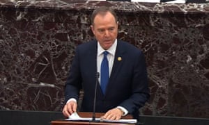 The lead House manager, Adam Schiff, called for senators to find Donald Trump guilty of the two articles of impeachment: abuse of power and obstruction of Congress.