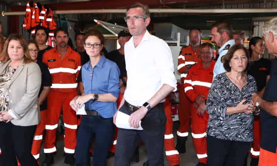 NSW Premier Dominic Perrottet alongside NSW Minister for Emergency Services and Resilience Steph Cooke at The SES Headquarters in Ballina, NSW, Friday, March 4, 2022