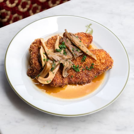 chicken schnitzel, oyster mushroom, chicken wing and madeira jus, Lapin, Bristol.