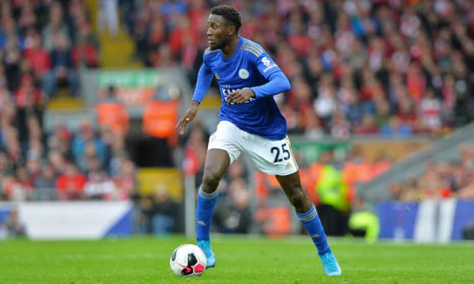 Wilfred Ndidi in action for Leicester City against Liverpool. 