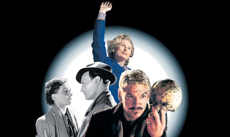 A composite image featuring Kenneth Branagh as Hamlet, Meryl Streep as Thatcher and the couple from Brief Encounter