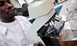 A laboratory technician at a health centre in Amuria district, Uganda