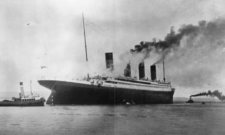 The Titanic during trials in Belfast Lough before its maiden voyage. 
