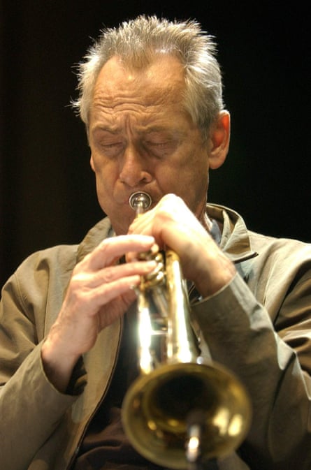Jon Hassell playing the trumpet