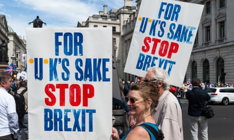 Protestors with anti-Brexit placards