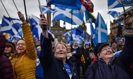 Supporters of Scottish independence at a rally in George Square, Glasgow, March 2019.