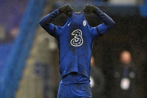 Chelsea’s German striker Timo Werner reacts after having his penalty saved.