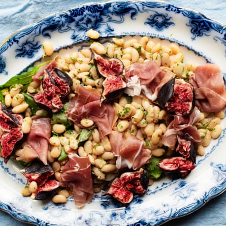 White beans, prosciutto and figs.