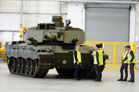 Grant Shapps (left) during a visit to view the first prototypes of the Challenger 3 tank, of which the British Army will have 148 in the coming years, at the Rheinmetall BAE Systems Land (RBSL) factory in Telford, Shropshire.