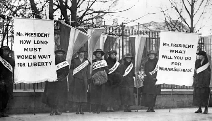 American Suffragettes protesting outside the White House in January 1917