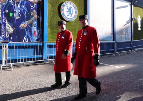 Chelsea Pensioners outside the stadium before the match.