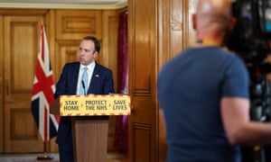 Matt Hancock giving a remote press conference to update the nation on the COVID-19 pandemic after returning to work, 2 April