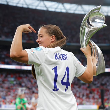 Frank Kirby. England’s players celebrate after winning the Euro 2022 final.