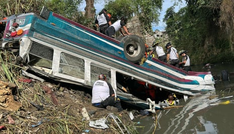 At least 55 dead in Guatemala after bus plunges from highway bridge | Guatemala | The Guardian