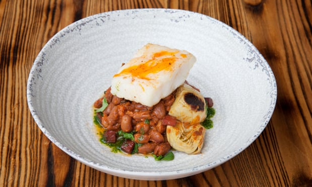 ‘On a spiced stew’: cod with beans.