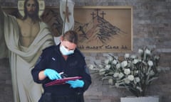 NSW forensic police at Christ The Good Shepherd Church in Wakeley, western Sydney, on Tuesday.
