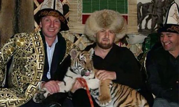 Ramzan Kadyrov with a tiger