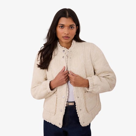Mint Velvet Cream Floral Jacquard Quilted Jacket