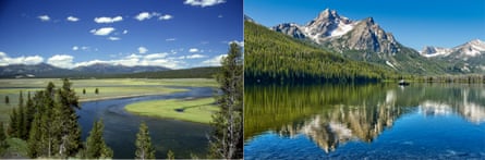 Yellowstone (left) and Stanley, Idaho.