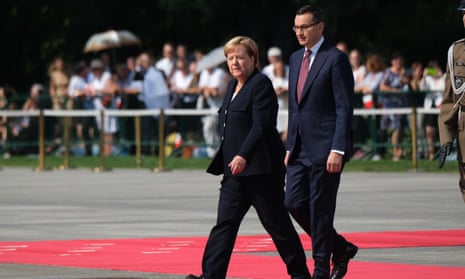 Mateusz Morawiecki with Angela Merkel.