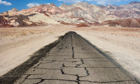 A remote, desert road in Death Valley national park, California.